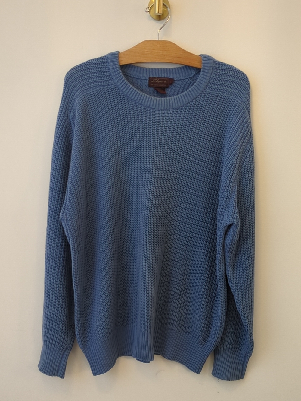 Grandpacore Light Blue Crewneck Chunky Knit Sweater 100% Cotton